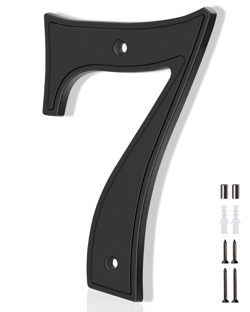 Emotionlite House Numbers 7  Emotionlite House Address Numbers  Black Large Modern House Numbers for Outside  Metal Mailbox Number  5"" Zinc Alloy Style - Image 1